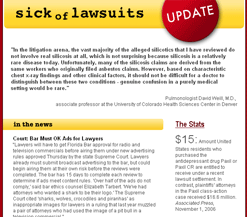Click to view the latest Sick of Lawsuits Update Newsletter.